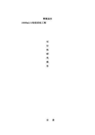 青海油田伴生气项目可行性报告样本