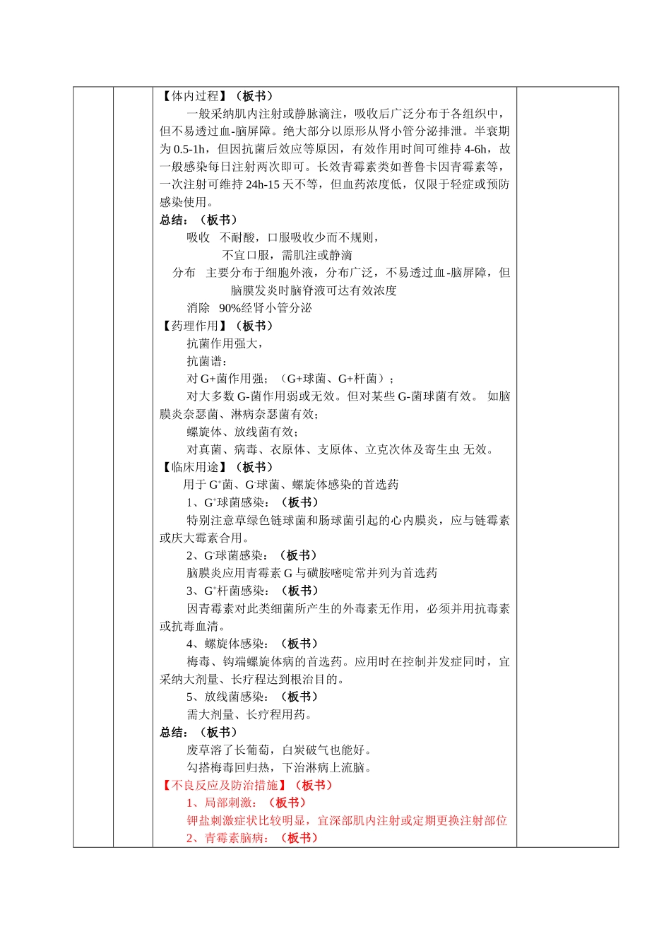 青霉素的主要不良反应及防治措施 教案_第3页