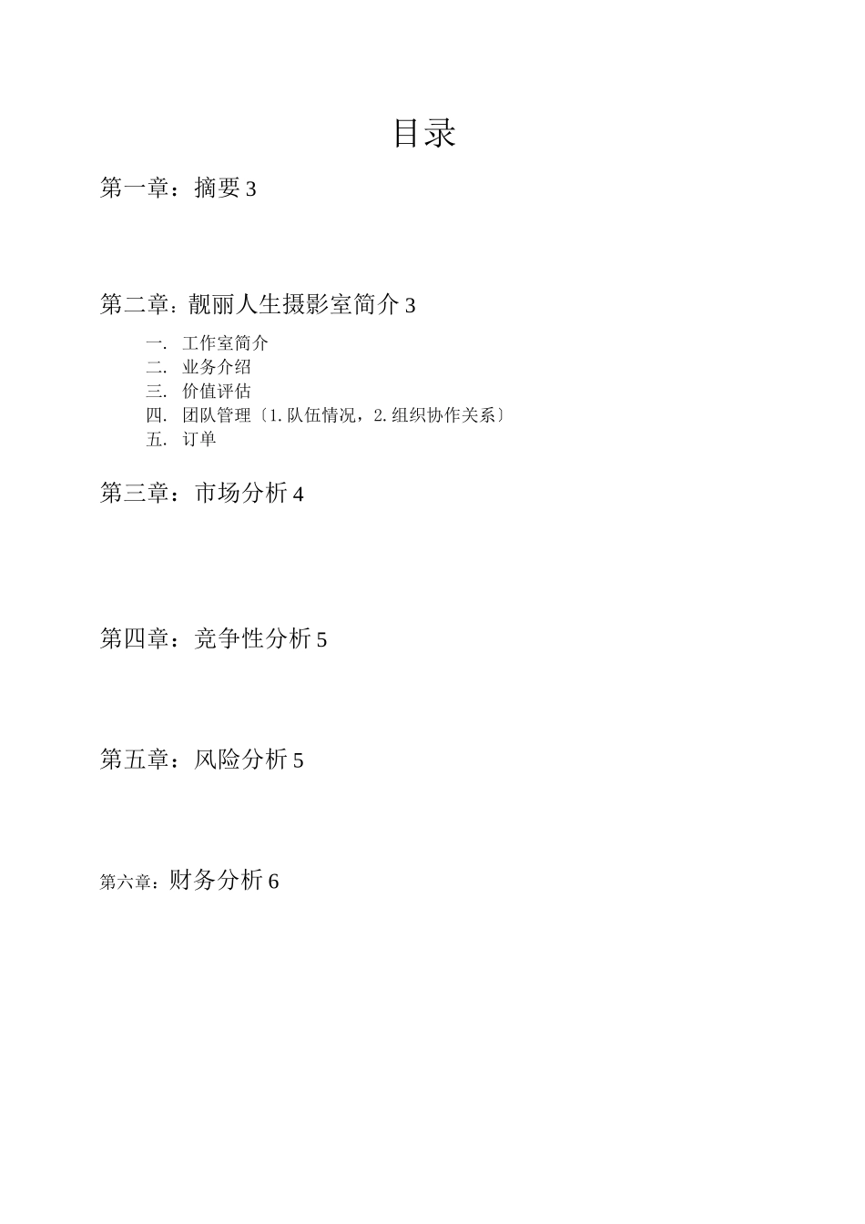 靓丽人生摄影室创业计划书_第2页