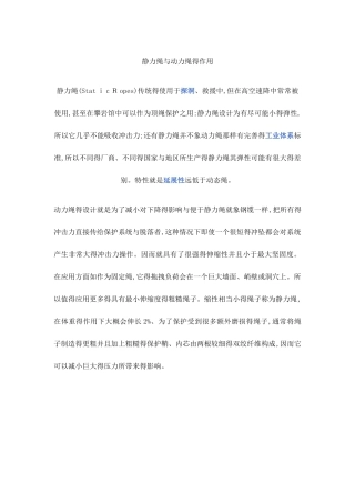 静力绳和动力绳的作用