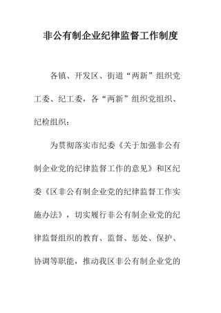 非公有制企业纪律监督工作制度