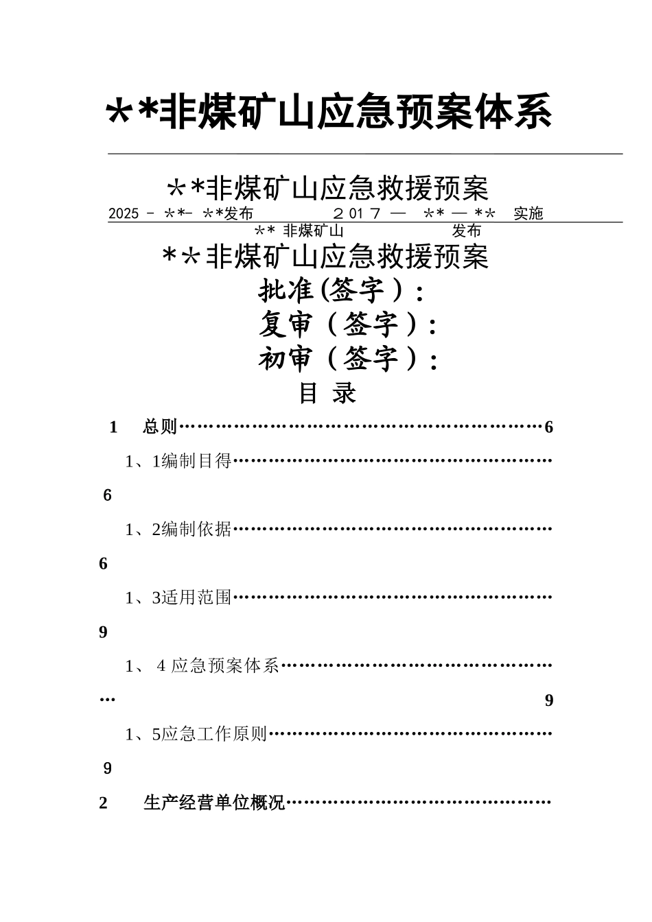 非煤矿山应急预案_第1页