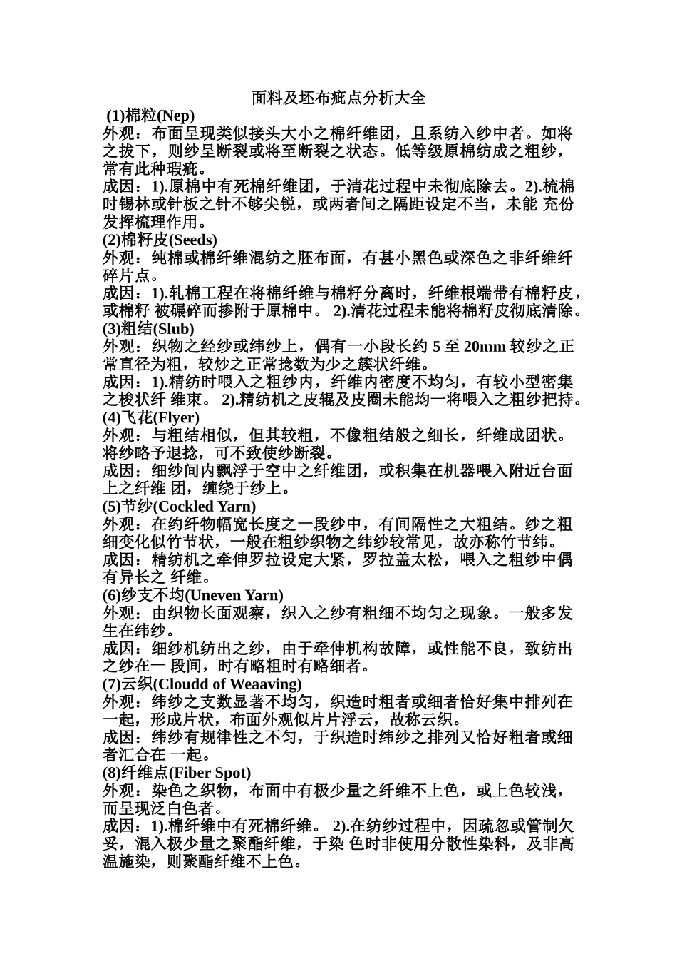 面料及坯布疵点分析大全_第2页
