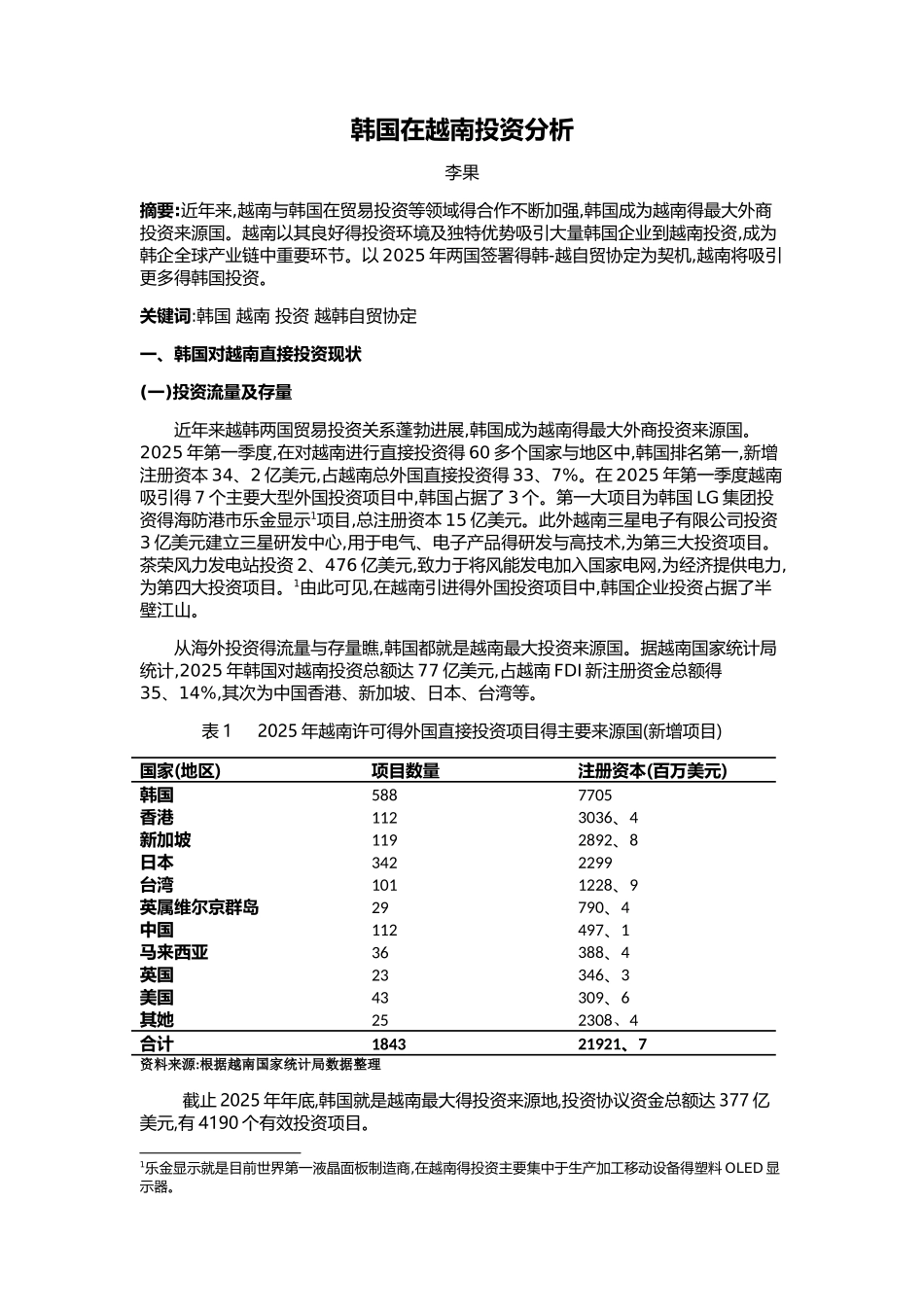 韩国在越南投资分析_第1页