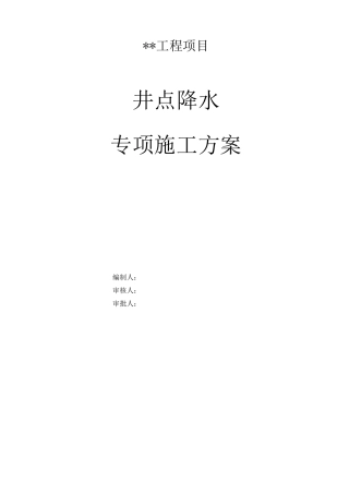 项目井点降水专项施工方案