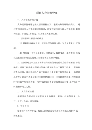 项目人力资源管理