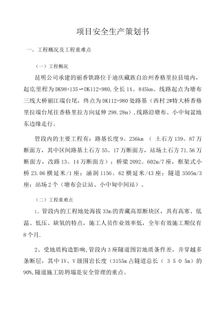 项目安全生产策划书