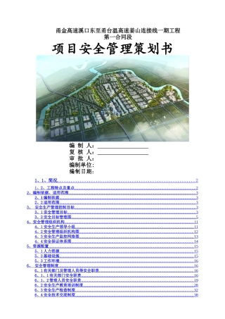 项目安全管理策划书