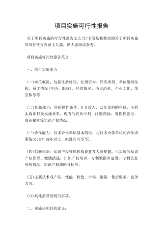 项目实施可行性报告