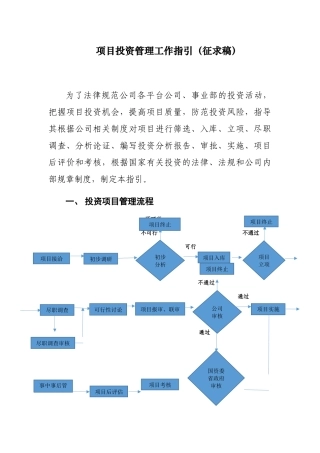 项目投资管理工作指引