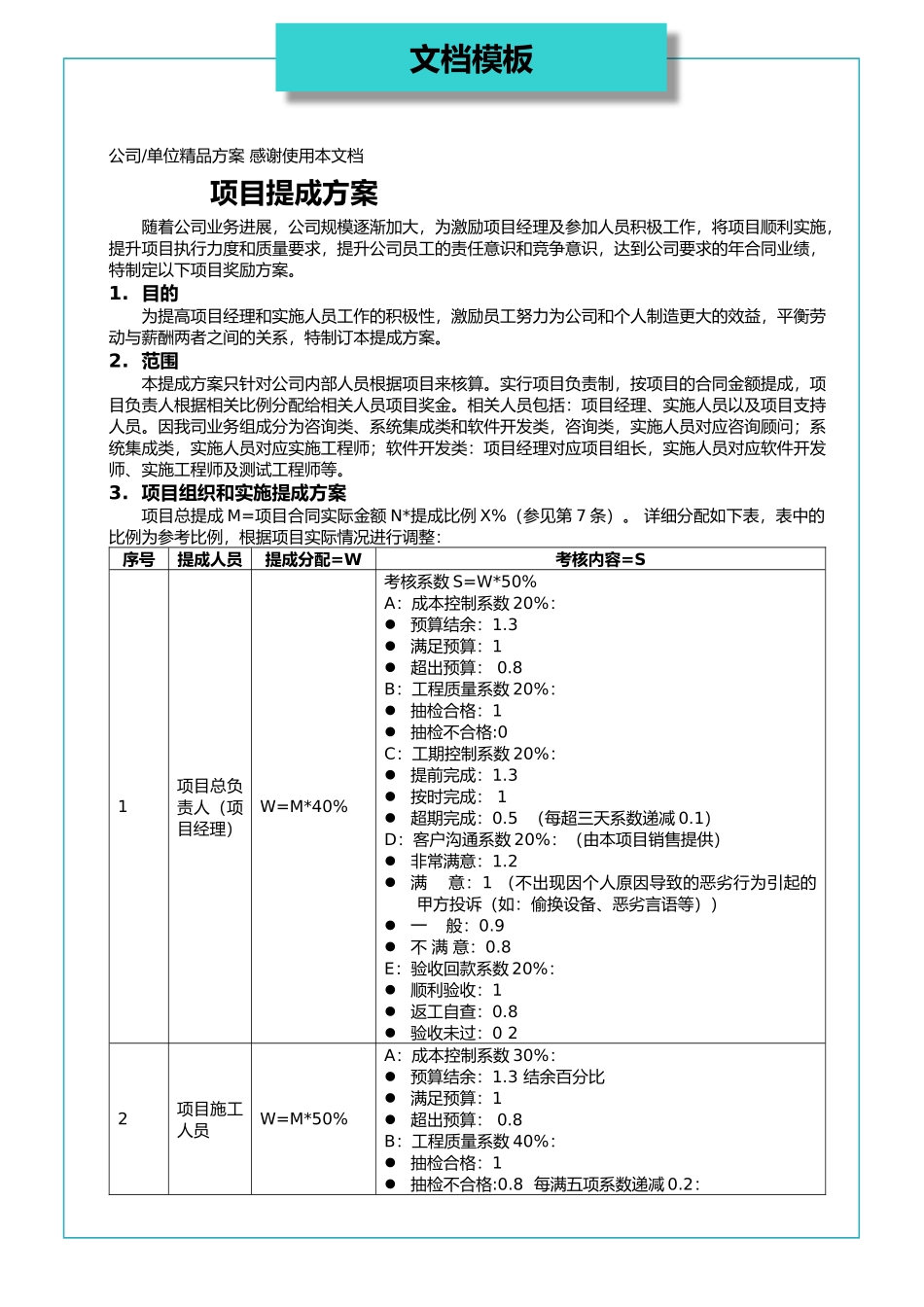项目提成方案_第1页