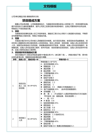 项目提成方案