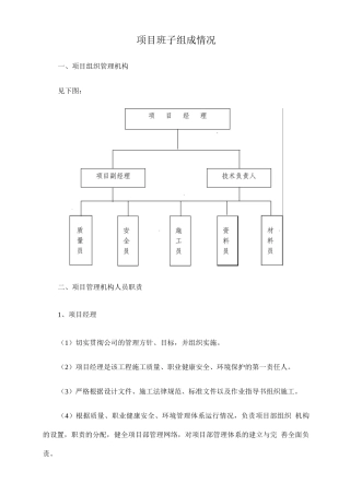 项目班子组成情况