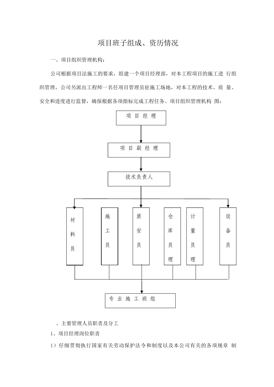 项目班子组成、资历情况_第1页