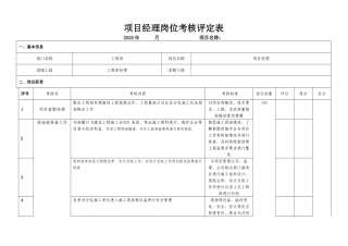 项目经理岗位考核评定表