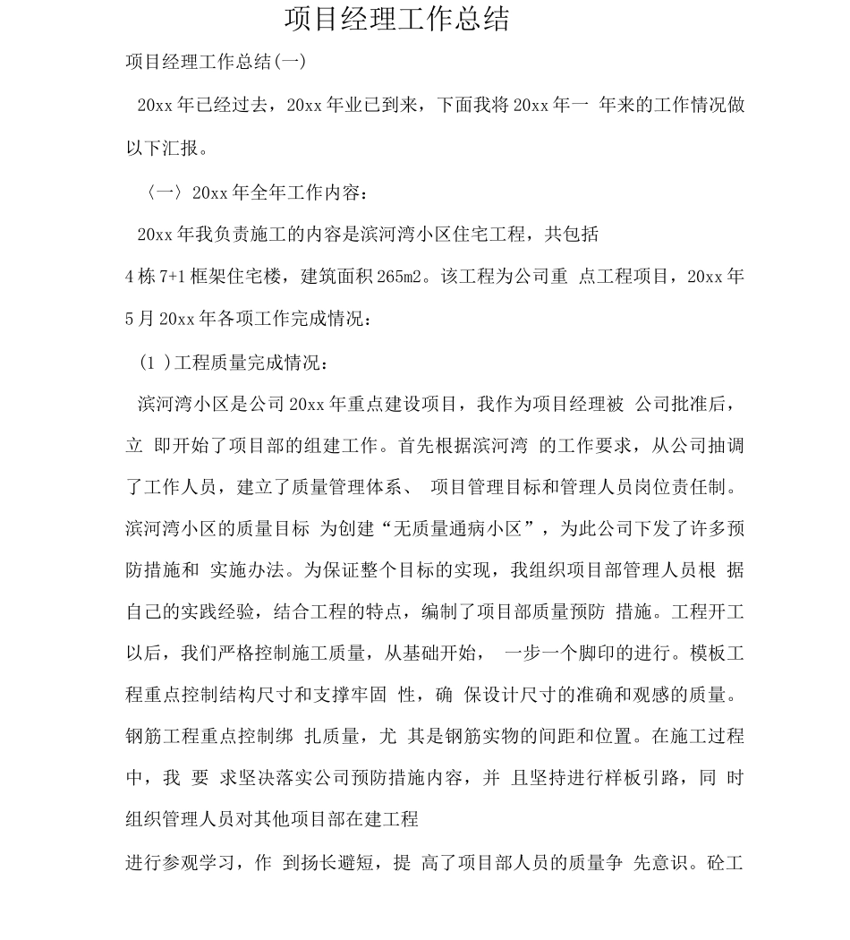 项目经理工作总结_第1页