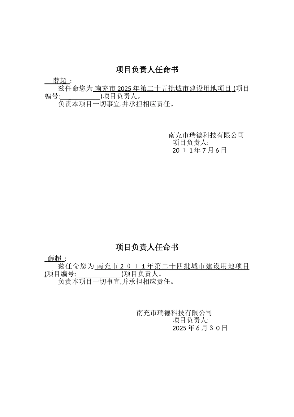 项目负责人任命书_第2页