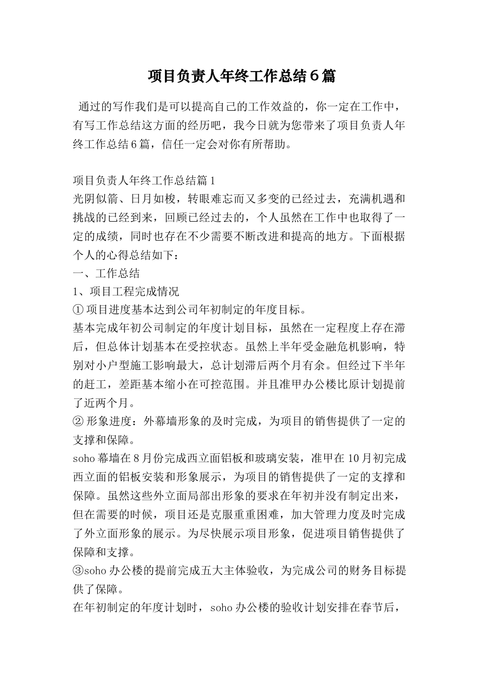 项目负责人年终工作总结6篇_第1页
