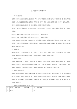 项目费用与风险控制