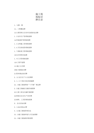 项目部施工现场标识牌