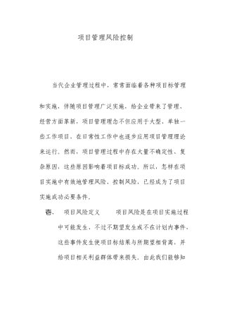 项目风险控制