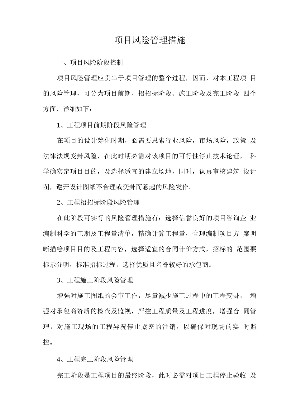 项目风险管理措施_第1页