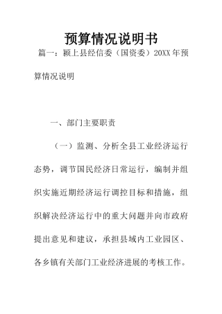 预算情况说明书