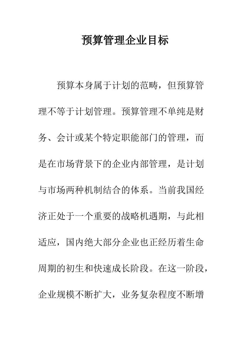预算管理企业目标_第1页