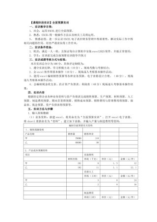 预算管理实训