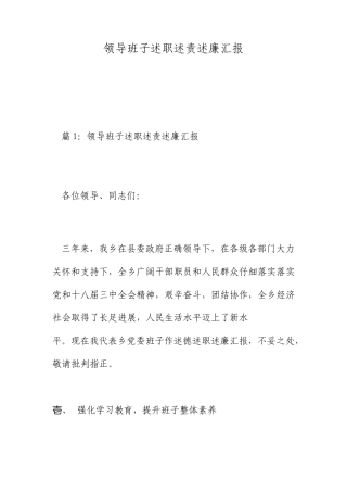 领导班子述职述责述廉报告