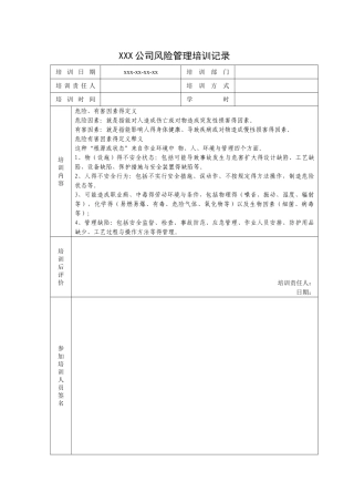 风险管理培训记录