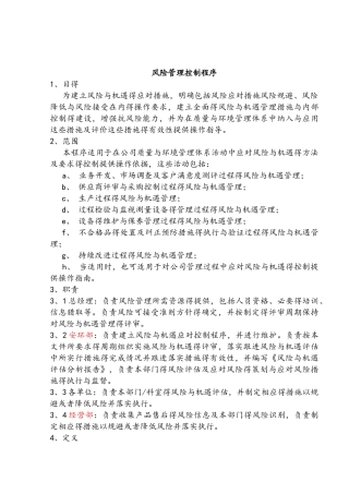 风险管理控制程序