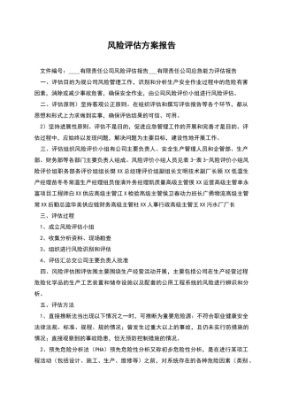 风险评估方案报告