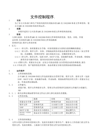 食品企业程序全套文件