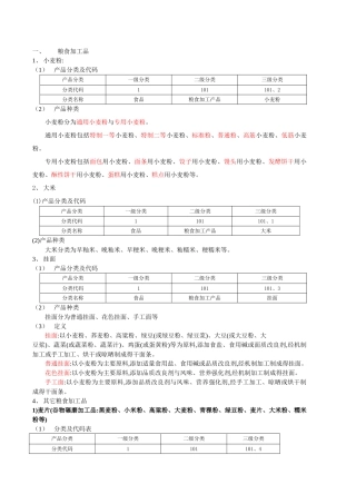 食品分类及其定义