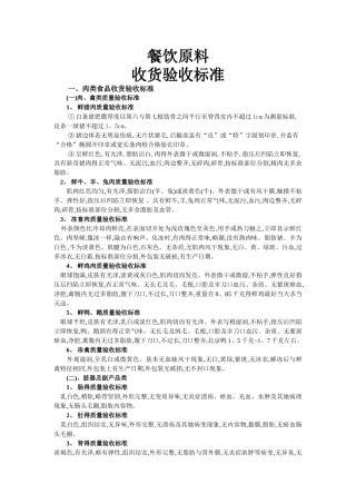 食品收货验收标准