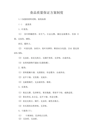 食品质量保证方案制度