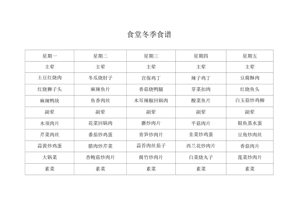 食堂冬季食谱_第1页