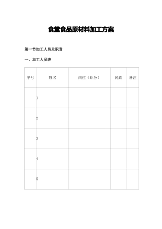 食堂食品原材料加工方案