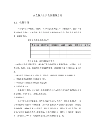 食堂餐具炊具供货服务方案2
