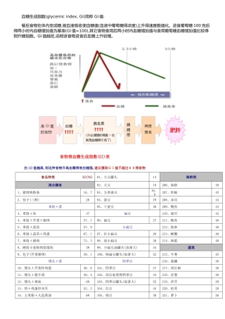 食物的血糖生成指数表