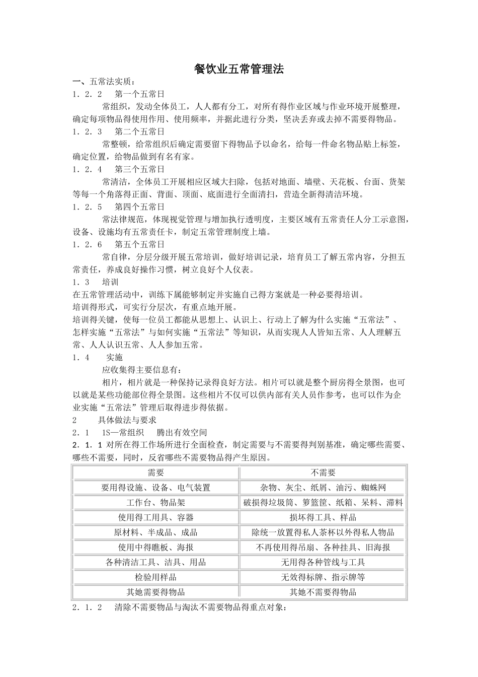 餐饮业五常管理法_第1页