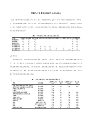 饲料加工质量评价指标及其控制技术