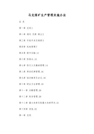 马龙煤矿生产管理实施办法
