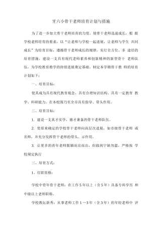 骨干教师培养计划及措施