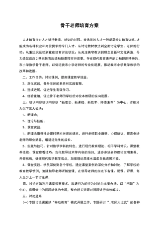 骨干老师培养方案