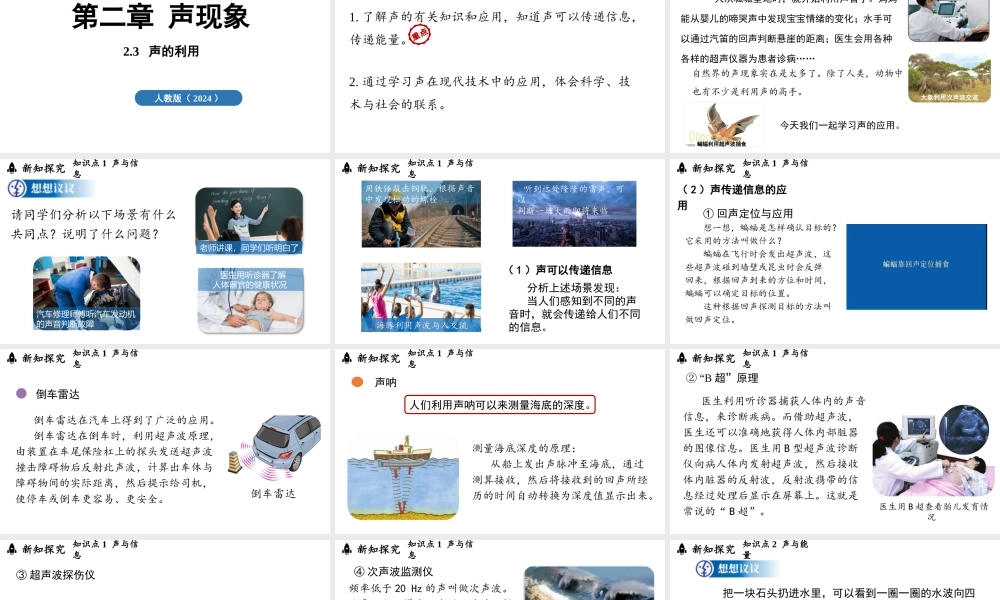2025-2026学年新人教版八年级物理上册2.3声的利用课件