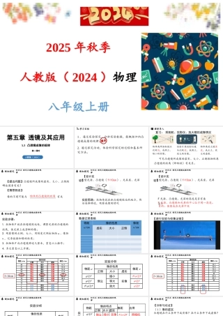 2025-2026学年新人教版八年级物理上册5.3凸透镜成像的规律第1课时课件