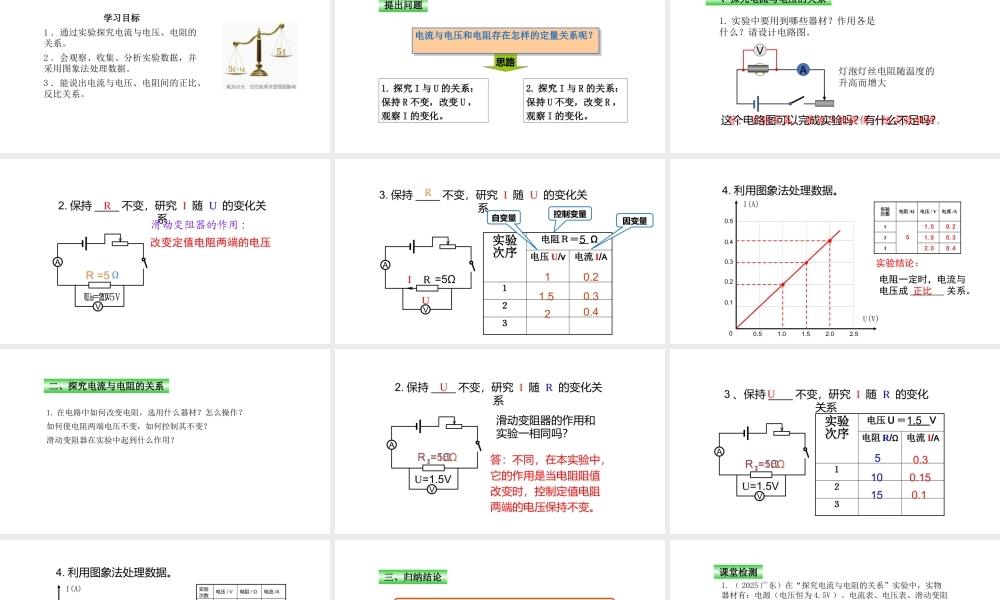 （25秋）人教版九年级物理17.1电流与电压和电阻的关系 课件