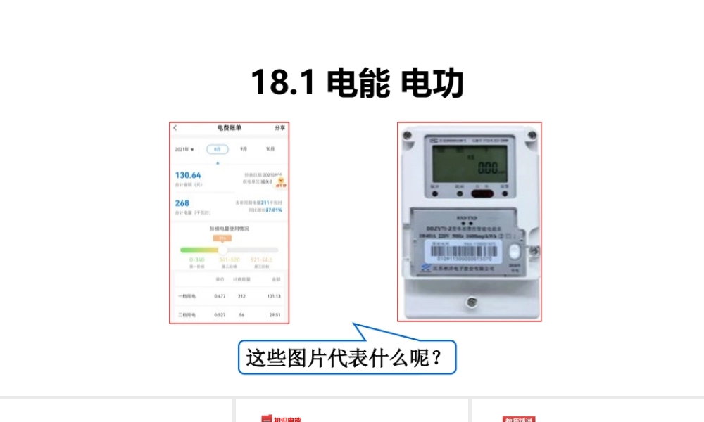 （25秋）人教版九年级物理18.1电能电功 课件